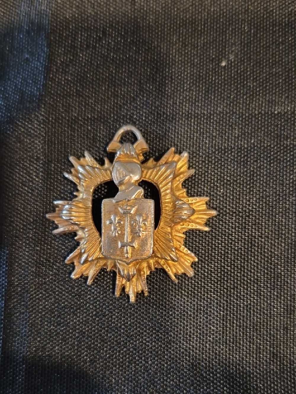 Gold Tone Heraldic Shield Military Style Pendant Charm